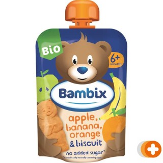 Bambix knijpzakje appel, banaan, sinaasappel&koekjes bio 6m+