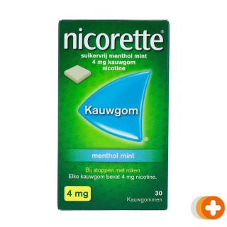 Nicorette kauwgom 4mg menthol mint suikervrij