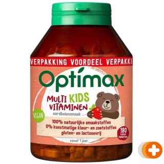 Optimax multi kids vitaminen aardbei kauwtabletten