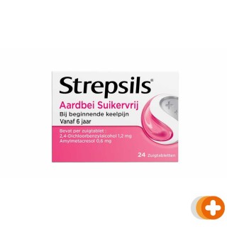 Strepsils aardbei suikervrij zuigtabletten