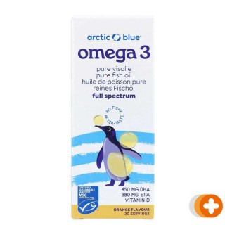 Arctic blue kids omega-3 visolie dha & epa met vitamine d met sinaasappelsmaak