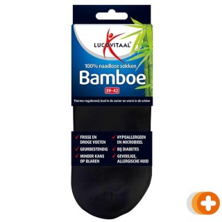 Lucovitaal bamboe enkelsokken zwart 39-42
