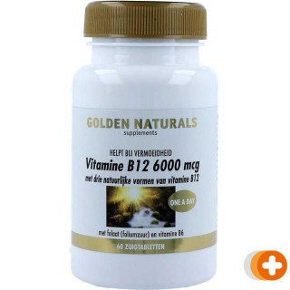 Golden naturals vitamine b12 6000mcg zuigtabletten