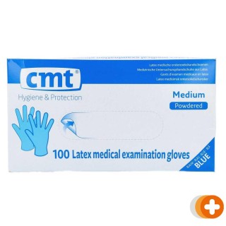 Cmt latex handschoenen blauw gepoederd medium