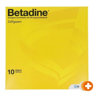Betadine wondgaas met betadine zalf 100mg/g povidonjood 10x10cm