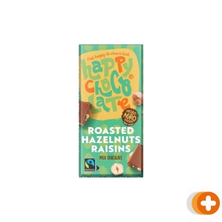 Happy chocolate melk geroosterde hazelnoten met rozijnen