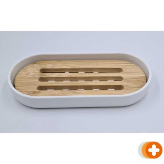 Skoon bamboe solid bar houder wit l