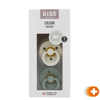 Bibs fopspeen latex symmetrisc ivory/sage size 1