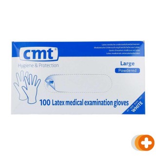 Cmt handschoenen latex gepoederd naturel large