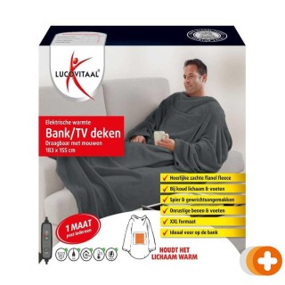 Lucovitaal elektrische warmte bank/tv deken draagbaar met mouwen