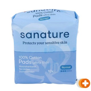 Sanature 100% katoenen maandverband ultra normaal zonder vleugels