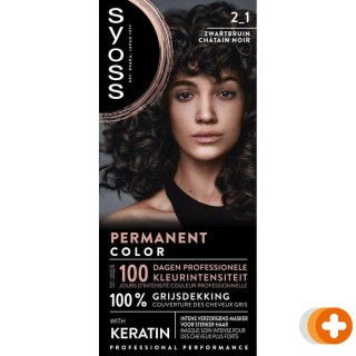 Syoss permanent color 2-1 natuurlijk zwart bruin