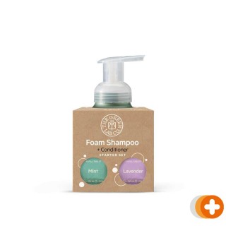 The green lab co. starter set schuimende shampoo tabletten 2x - lavender & munt + gouden forever bottle