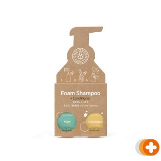 The green lab co. navul set schuimende shampoo tabletten 4x - munt & kamille