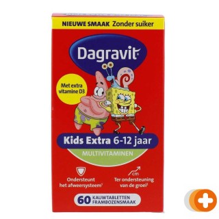 Dagravit kids-xtra multivitamine 6-12 jaar kauwtabletten aardbeiensmaak